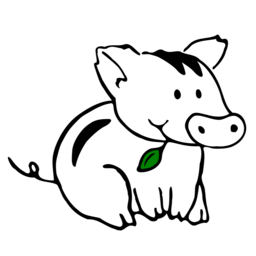 Waldschwein Logo: Ein junges Wildschwein mit einem Blatt im Mund